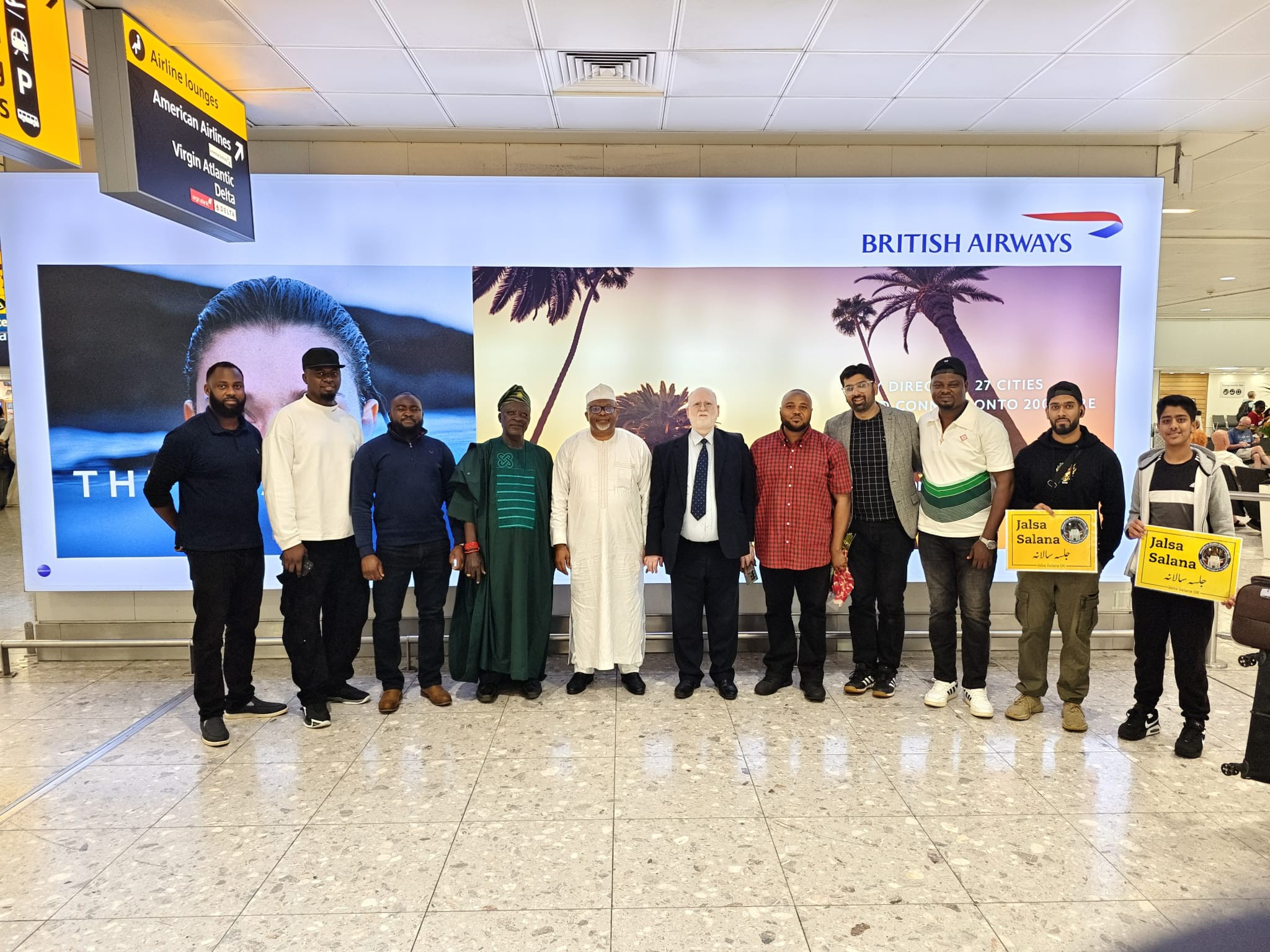 Amir AMJN and High Chief Adetoyese Kareem Lawal Arrive in London for 2025 UK Jalsa Salana