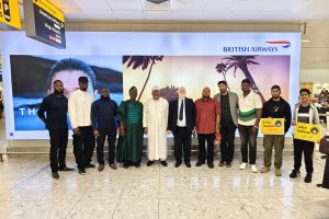 Amir AMJN and High Chief Adetoyese Kareem Lawal Arrive in London for 2025 UK Jalsa Salana