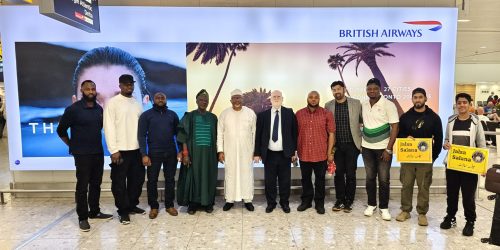 Amir AMJN and High Chief Adetoyese Kareem Lawal Arrive in London for 2025 UK Jalsa Salana