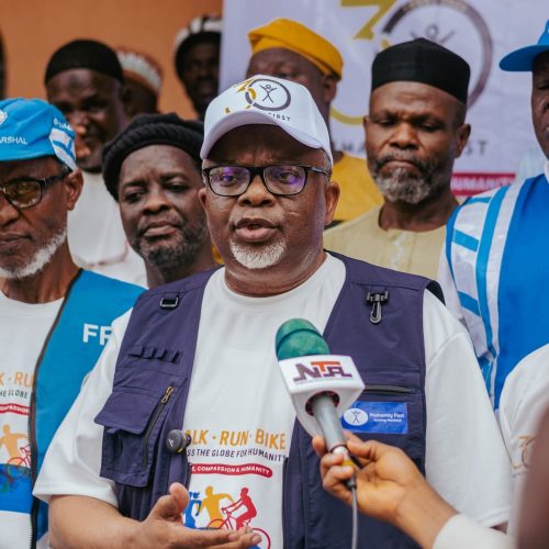 Amir AMJN Addresses Participants and Press at Humanity First 30th Anniversary Walk, Run & Bike Event